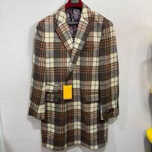 The Signature Collection Car Coat Taupe Plaid